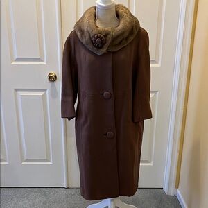 Vintage 1950’s Mink collared coat with covered buttons